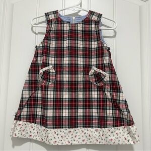 Tommy Hilfiger Baby Girl’s Plaid/Floral Sleeveless Dress Size 12-18 Months